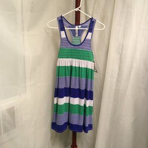 Feathersgirl Blue, Green & White Razor Back Summer Dress Size Medium